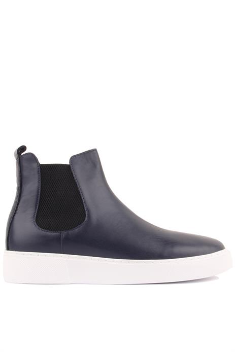 Shoetyle - Lacivert Hakiki Deri Erkek Chelsea Bot 250-041 