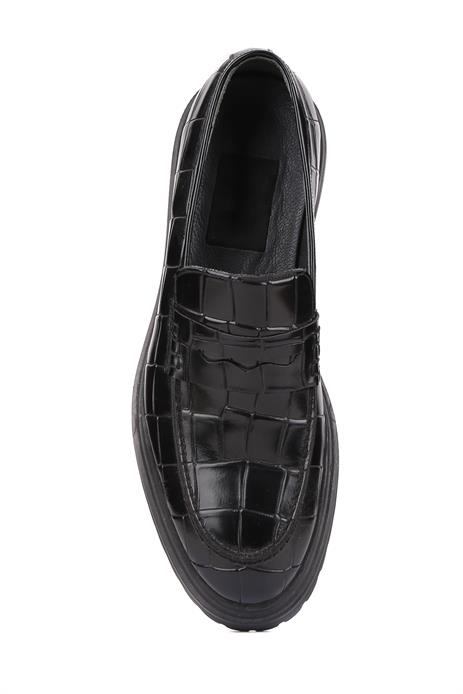 Shoetyle - Siyah Croco Deri Eva Taban Erkek Klasik Ayakkabı 250-2371