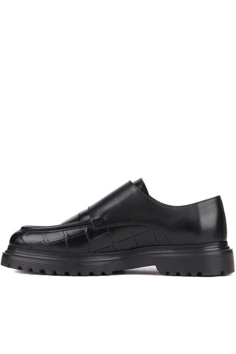 Shoetyle - Siyah Croco Deri Tokalı Erkek Klasik Ayakkabı 250-1616