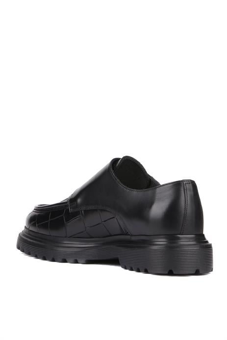 Shoetyle - Siyah Croco Deri Tokalı Erkek Klasik Ayakkabı 250-1616