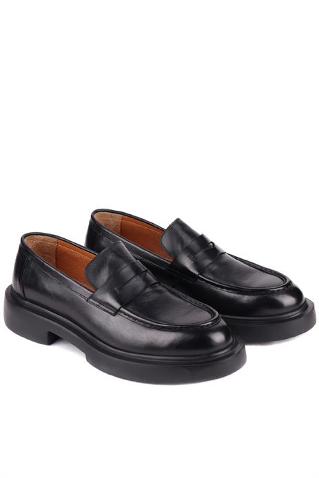 Shoetyle - Siyah Deri Bağcıksız Erkek Klasik Ayakkabı 250-2375