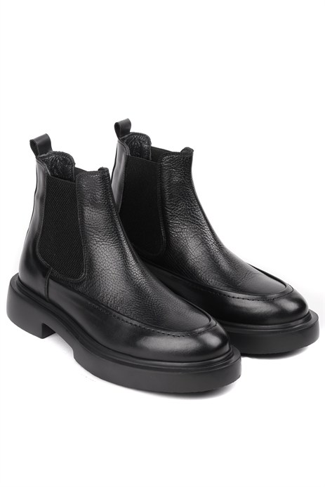 Shoetyle - Siyah Deri Erkek Chelsea Bot 250-1016-01
