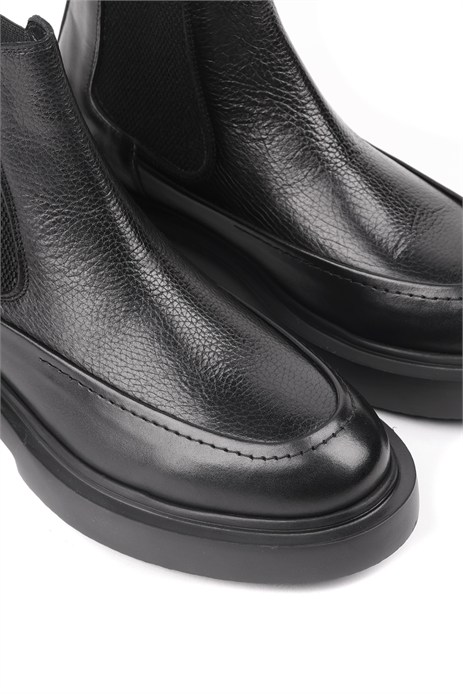 Shoetyle - Siyah Deri Erkek Chelsea Bot 250-1016-01