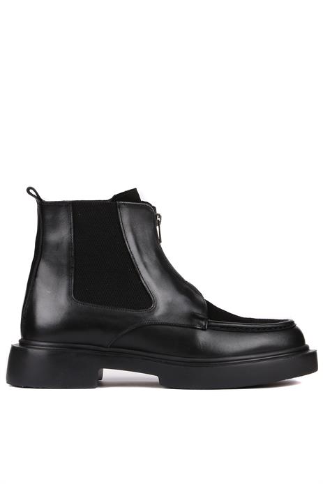 Shoetyle - Siyah Deri, Süet Fermuarlı Erkek Bot 250-085