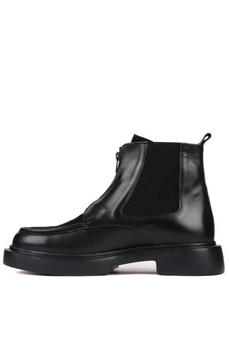 Shoetyle - Siyah Deri, Süet Fermuarlı Erkek Bot 250-085