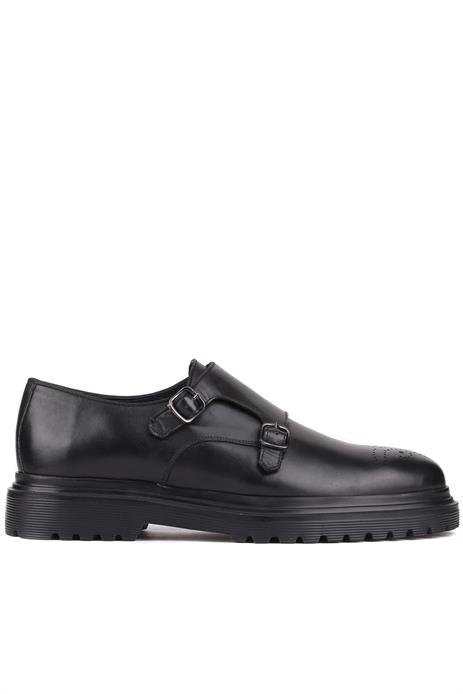 Shoetyle - Siyah Deri Tokalı Erkek Klasik Ayakkabı 250-2378