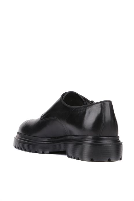 Shoetyle - Siyah Deri Tokalı Erkek Klasik Ayakkabı 250-2378