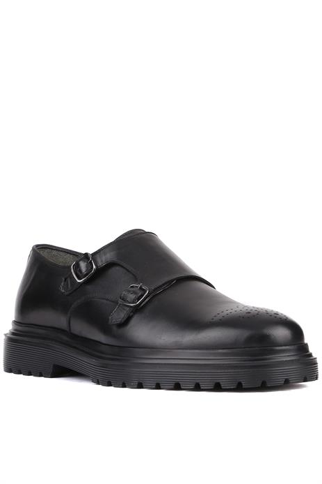 Shoetyle - Siyah Deri Tokalı Erkek Klasik Ayakkabı 250-2378
