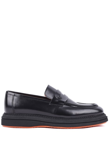 Shoetyle - Siyah Hakiki Açma Deri Bağcıksız Erkek Günlük Ayakkabı 250-2575