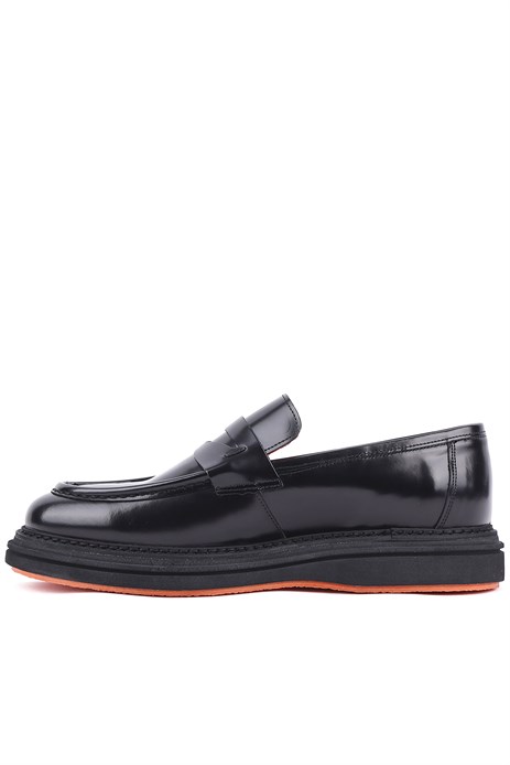 Shoetyle - Siyah Hakiki Açma Deri Bağcıksız Erkek Günlük Ayakkabı 250-2575