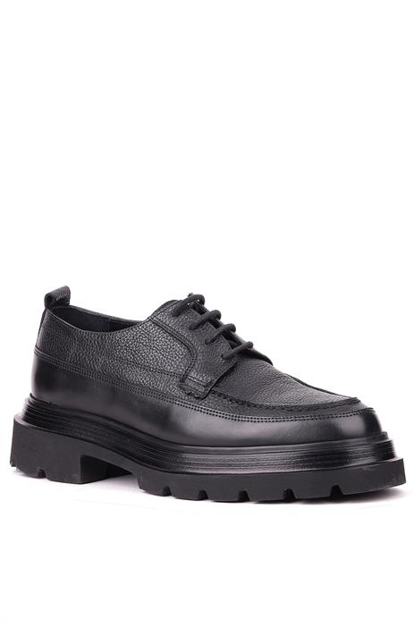 Shoetyle - Siyah Hakiki Deri Bağcıklı Günlük Erkek Ayakkabı 115-K609