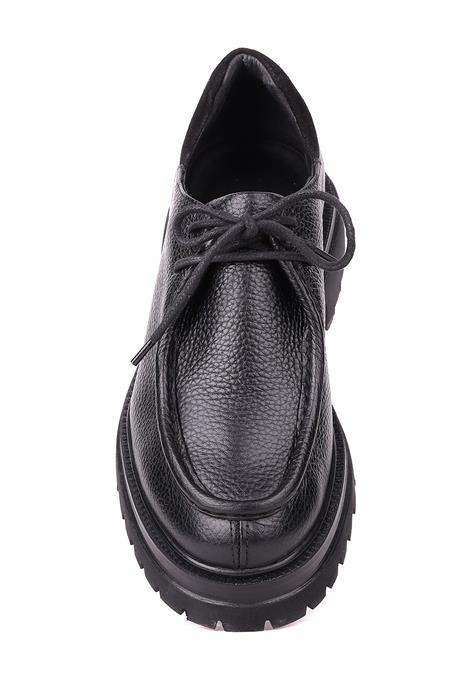 Shoetyle - Siyah Renk Hakiki Deri Bağcıklı Erkek Günlük Ayakkabı 115-K600