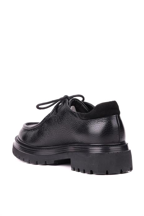 Shoetyle - Siyah Renk Hakiki Deri Bağcıklı Erkek Günlük Ayakkabı 115-K600