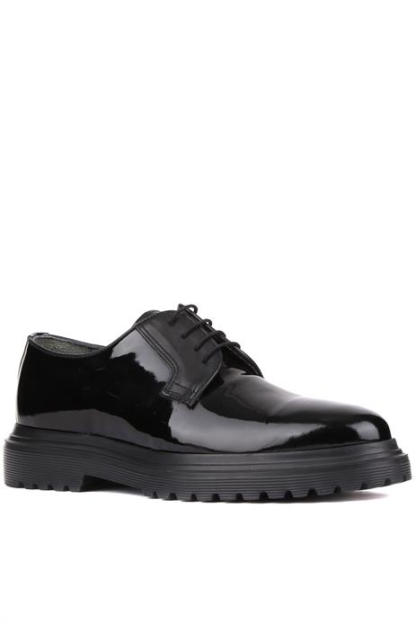 Shoetyle - Siyah Rugan Deri Bağcıklı Erkek Klasik Ayakkabı 250-2013