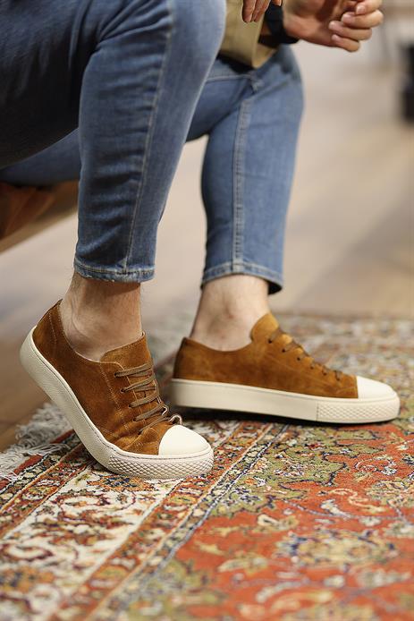 Shoetyle - Taba Hakiki Süet Bağcıklı Erkek Sneaker 666-25