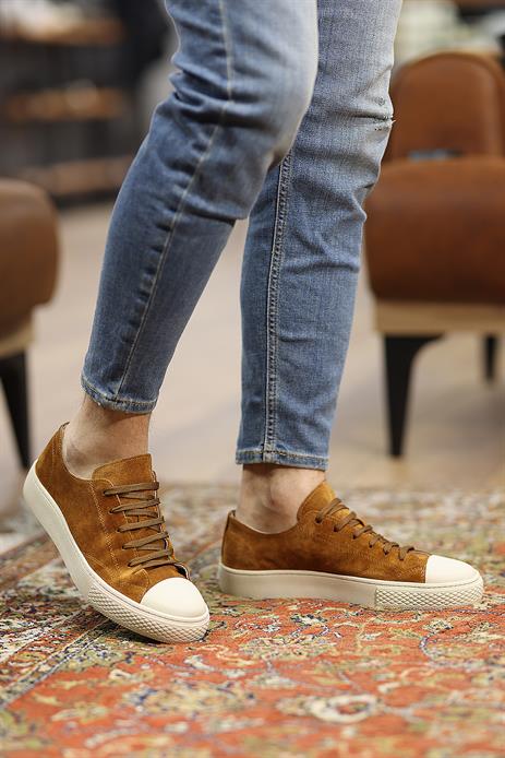 Shoetyle - Taba Hakiki Süet Bağcıklı Erkek Sneaker 666-25