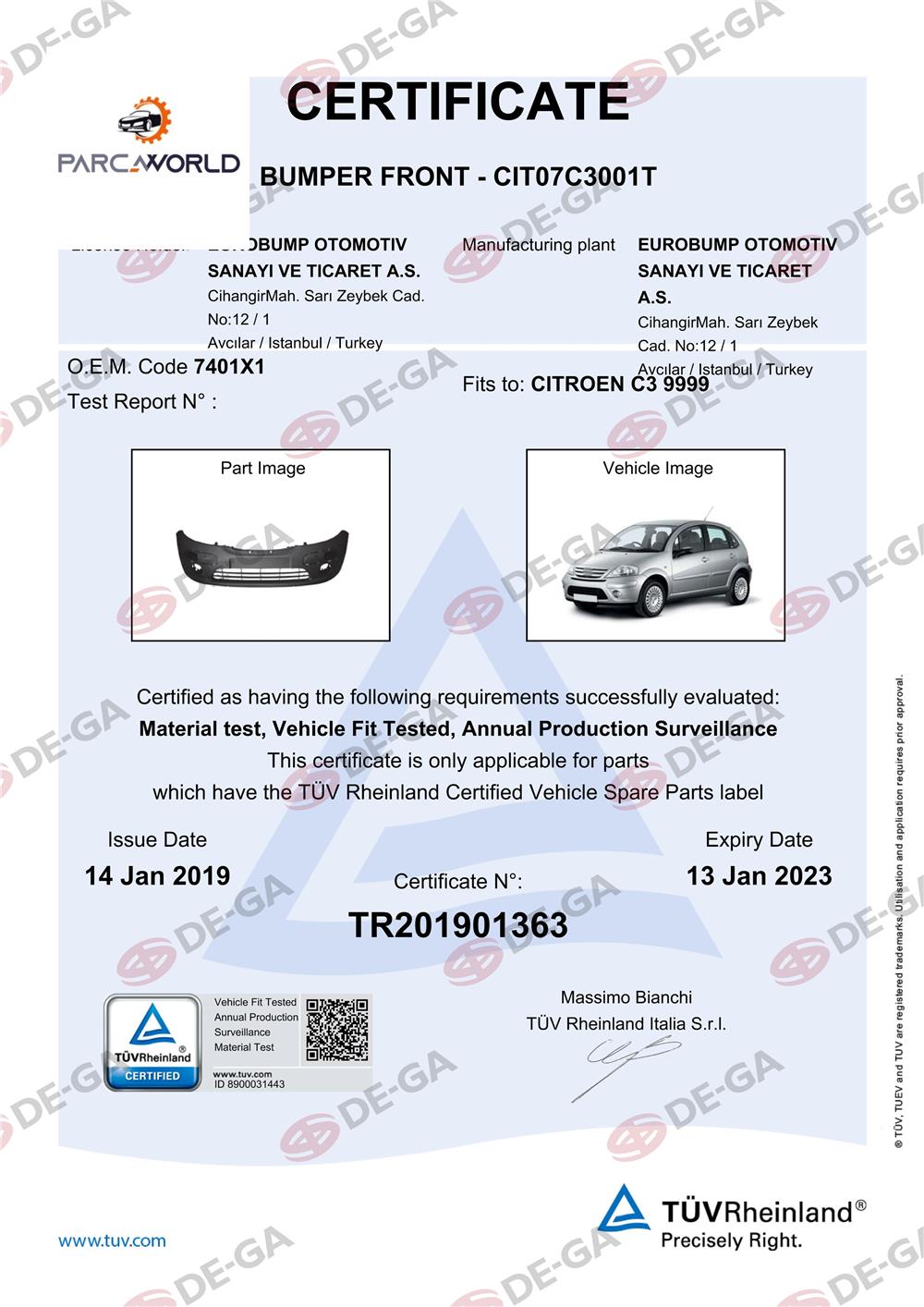 Cıtroen C3 Ön Tampon Delıklı 0205 Tüv