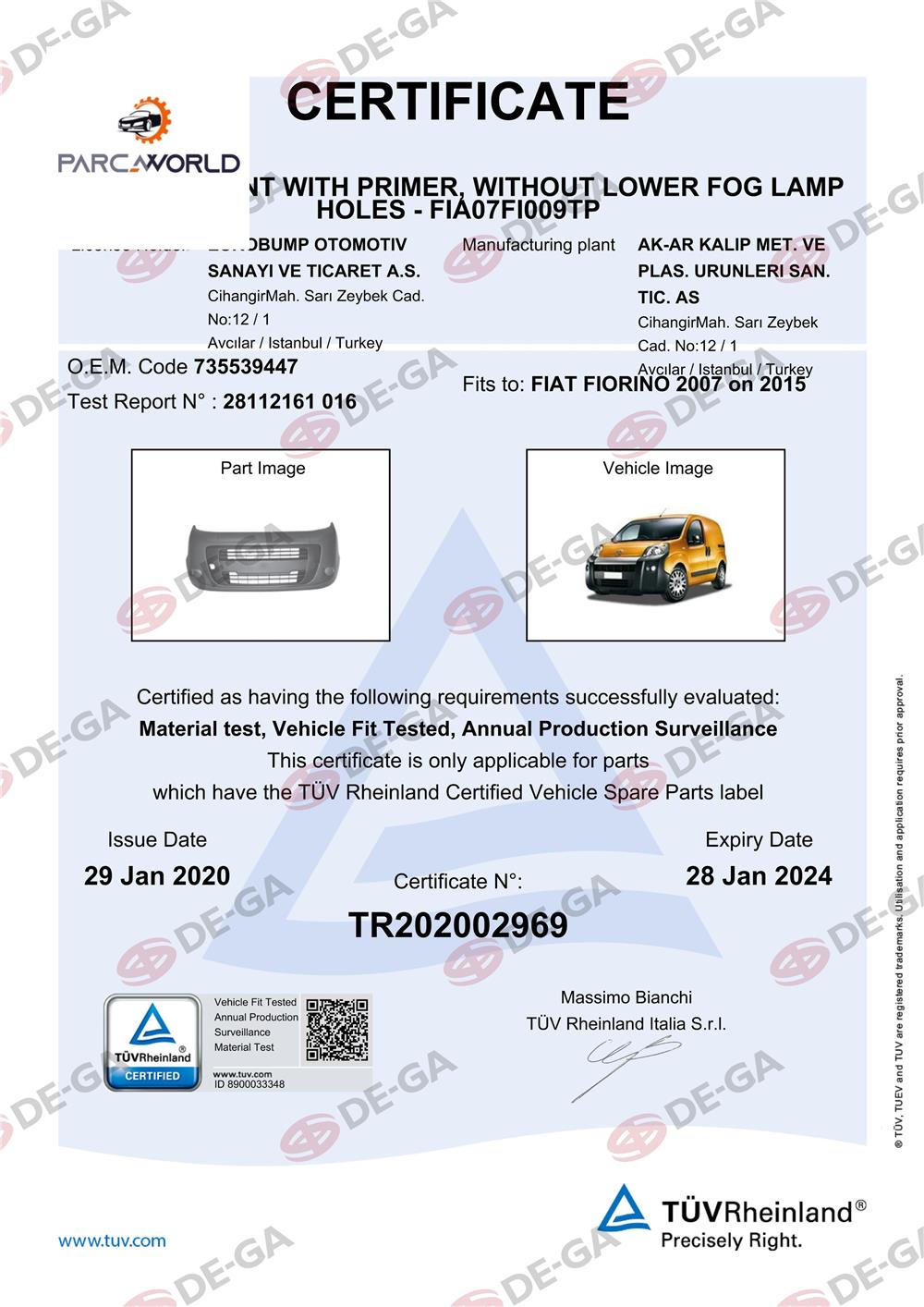 Fıat Fıorıno Ön Tampon Alttan Sıssız Ast0715 Tüv