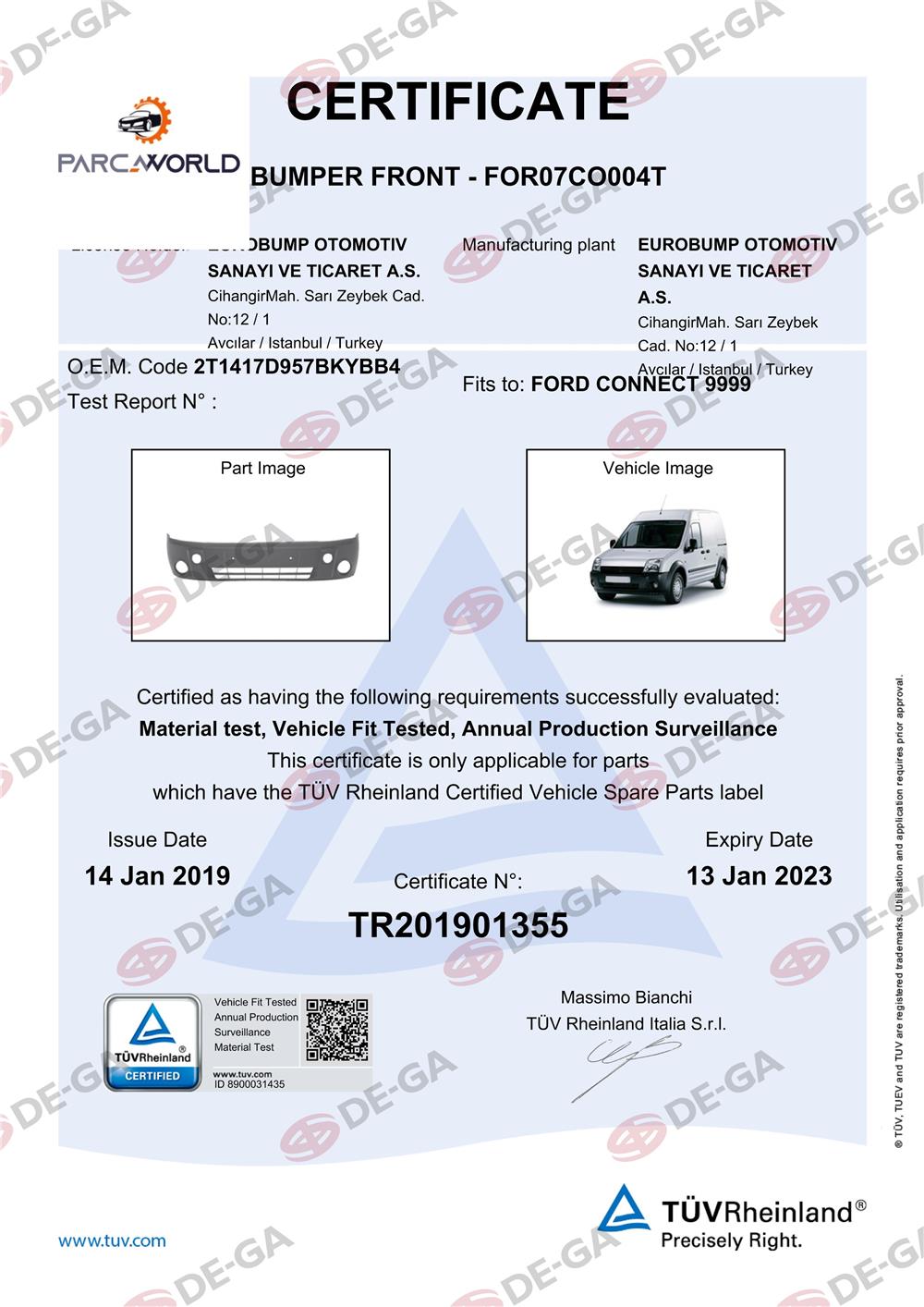 Ford Connect Ön Tampon Delıklı 0306 Tüv