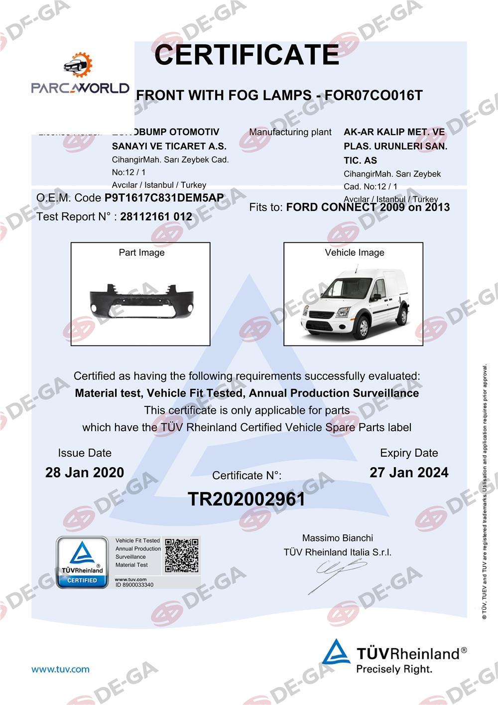 Ford Connect Ön Tampon Delıklı 0913 Tüv