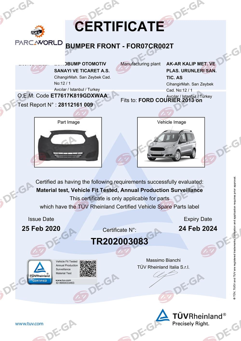 Ford Courıer Ön Tampon 13 Tüv