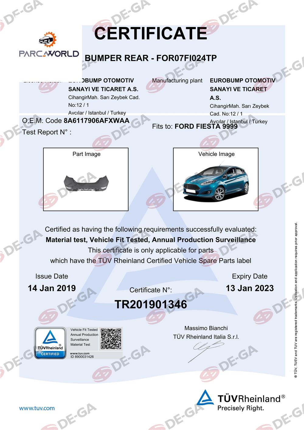 Ford Fıesta Arka Tampon Astarlı 08 Tüv