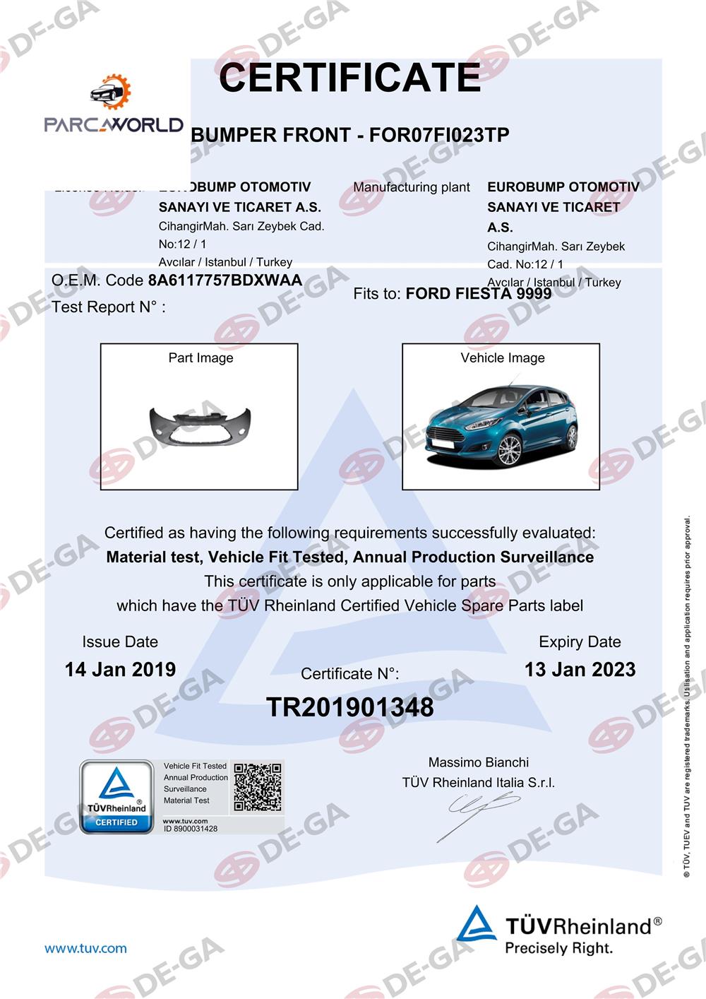 Ford Fıesta Ön Tampon Delıklı Ast08 Tüv