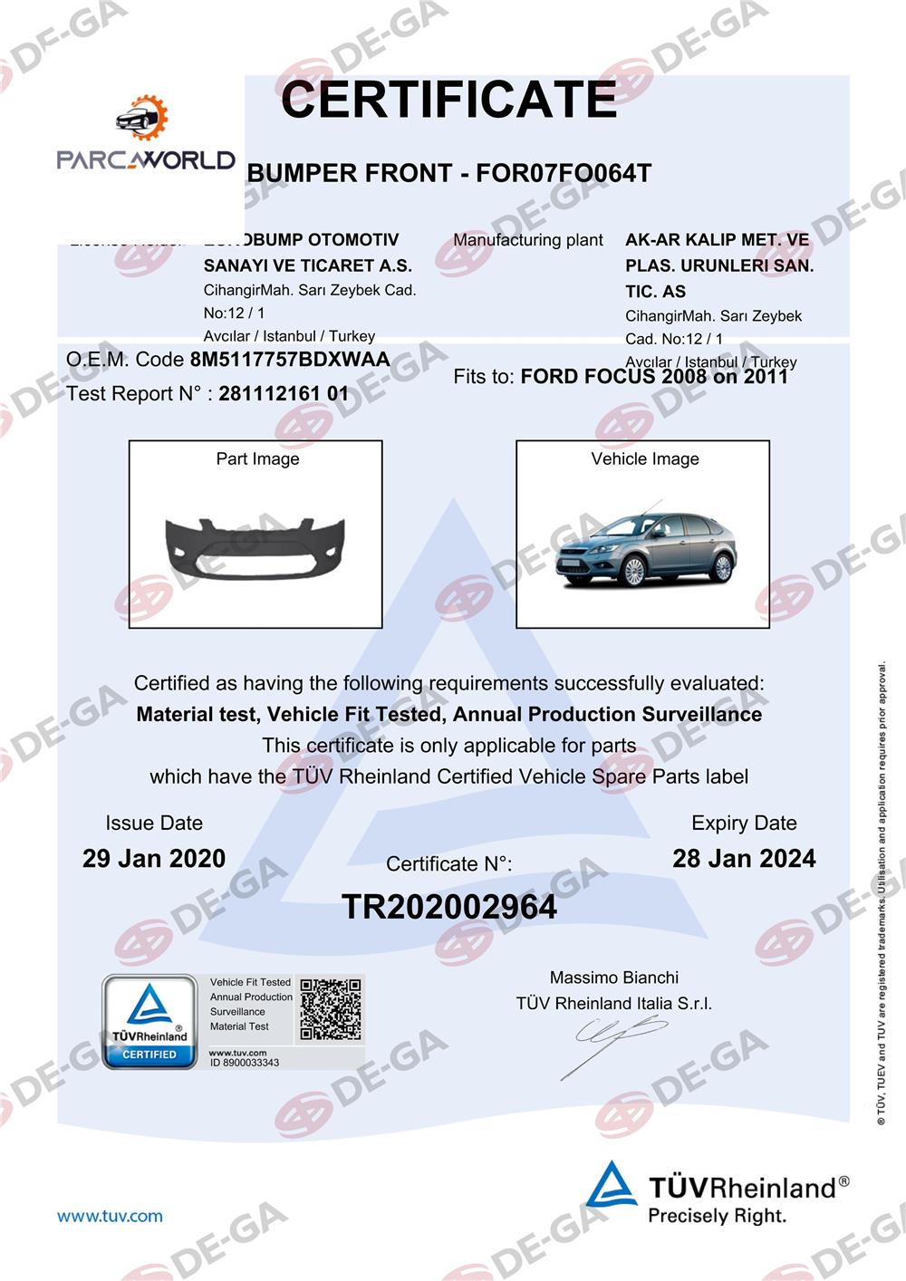 Ford Focus Ön Tampon 08 Tüv
