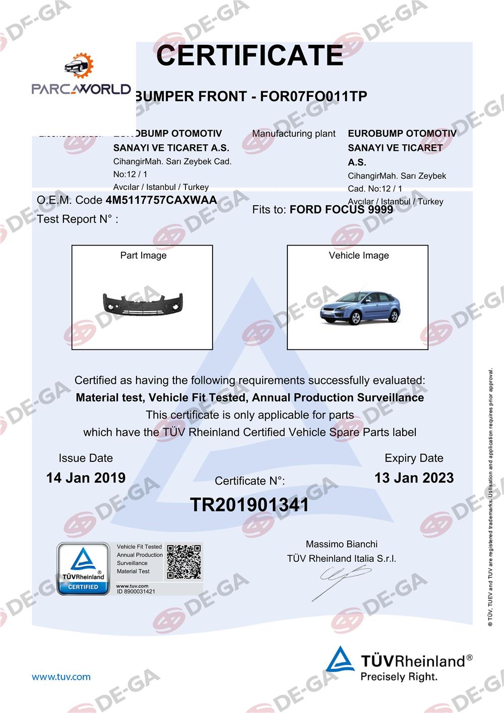 Ford Focus Ön Tampon Astarlı 05 Tüv