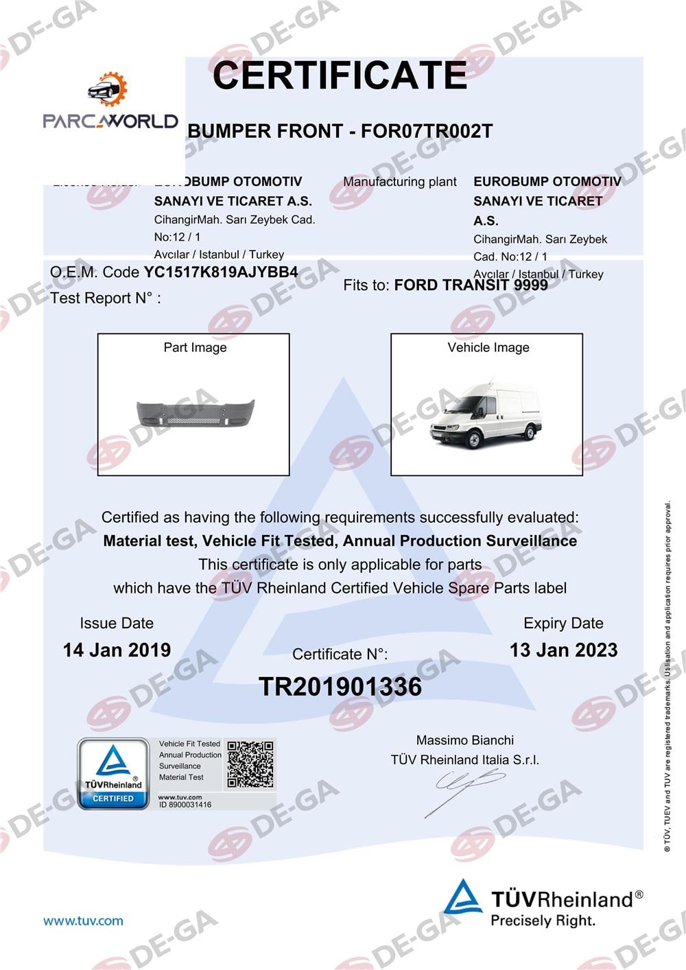 Ford Trmk6 Ön Tampon Komple Sıssız 00 Tüv