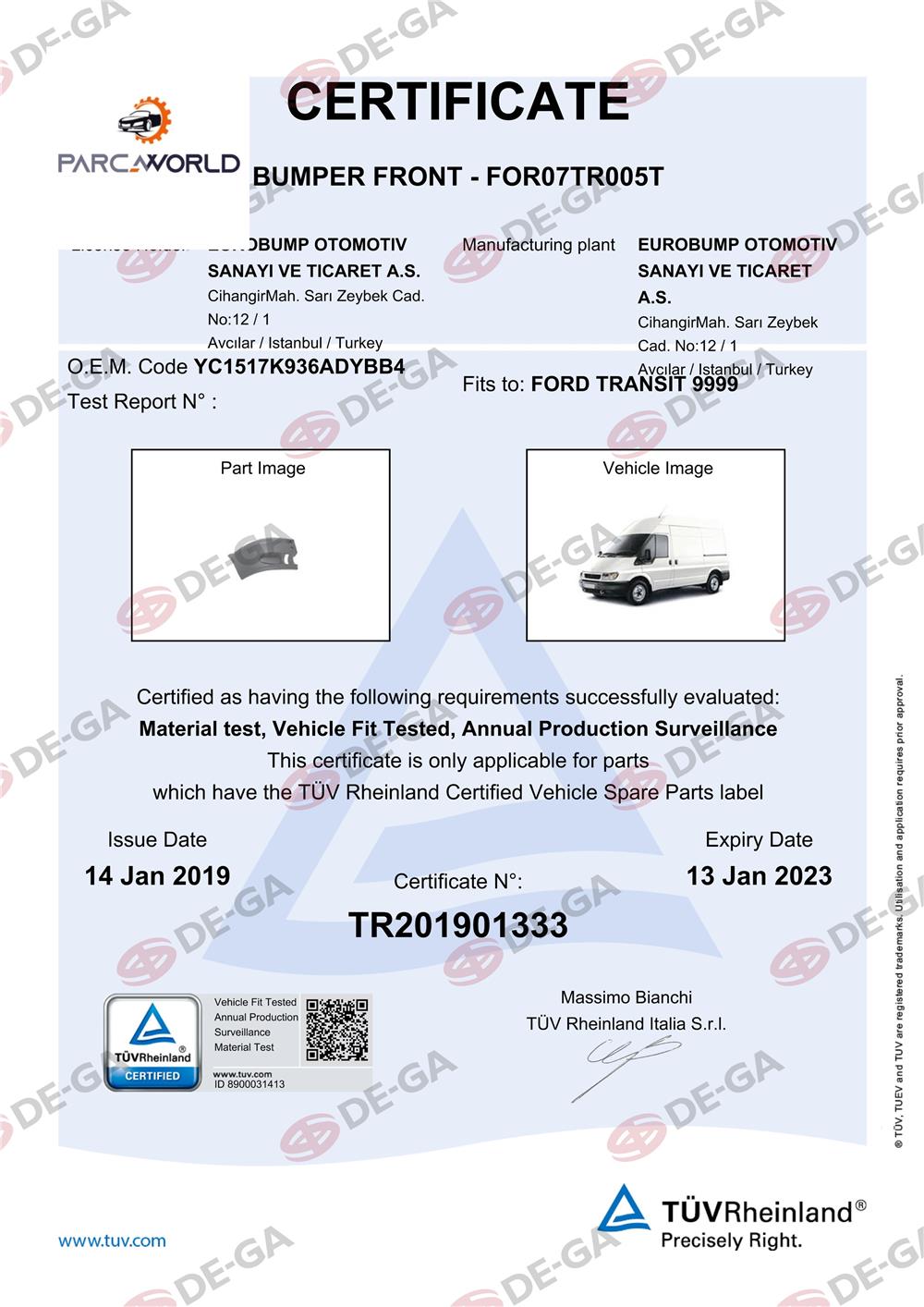 Ford Trmk6 Ön Tampon Yan Parça Sağ 00 Tüv