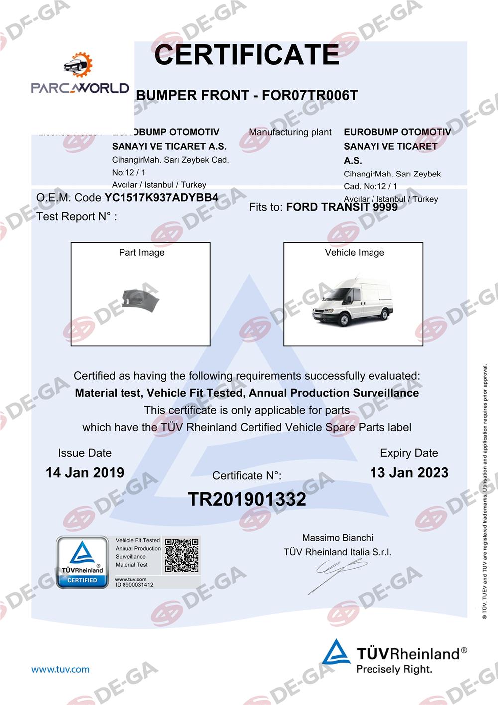 Ford Trmk6 Ön Tampon Yan Parça Sol 00 Tüv