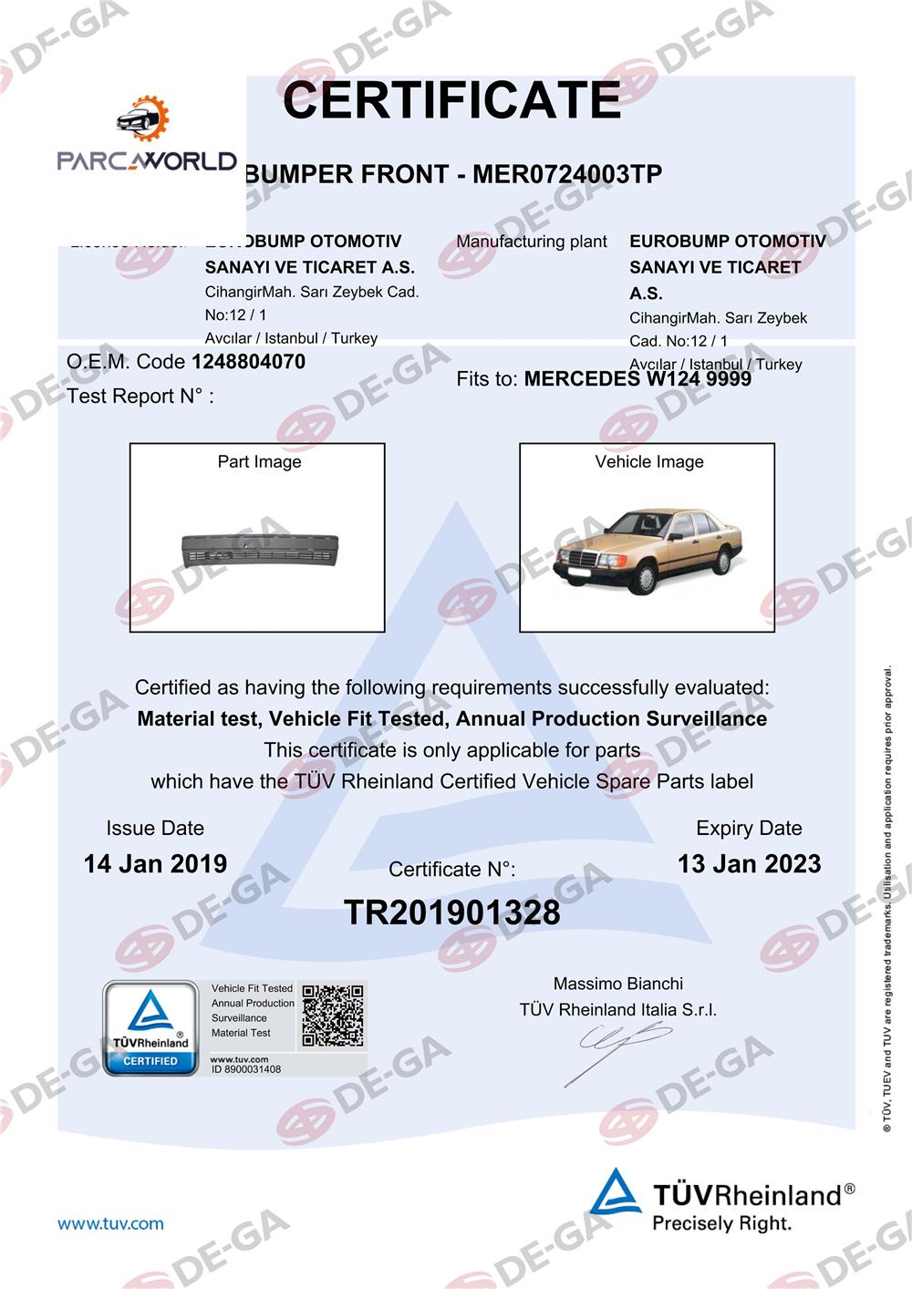 Mercedes W124 Ön Tampon Astarlı 8589 Tüv