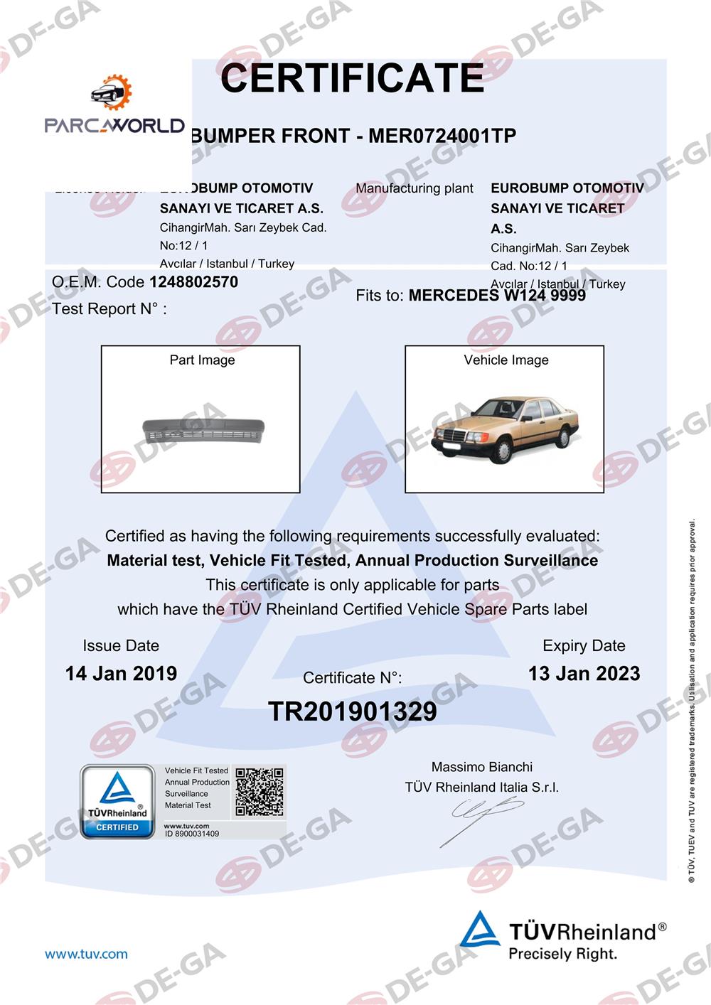 Mercedes W124 Ön Tampon Kuşaklı Ast8589 Tüv