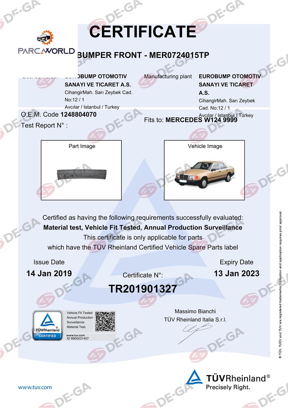 Mercedes W124 Ön Tampon Üst Çıta Kuşak Delıklı Ast9395 Tüv