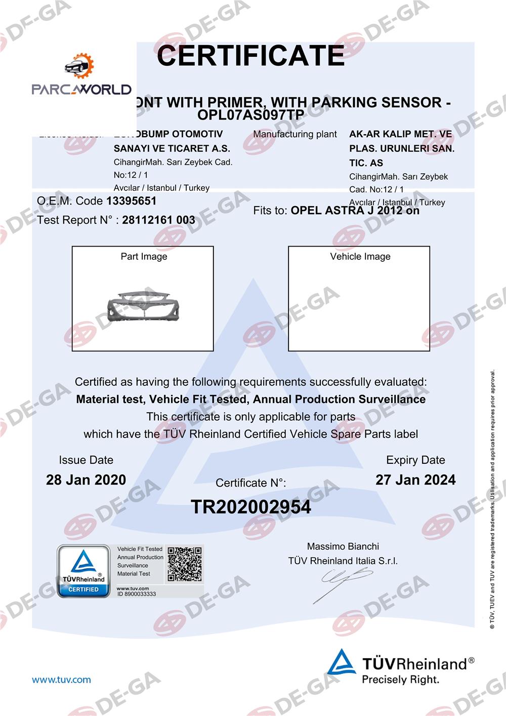 Opel Astra J Ön Tampon Sendelıklı Ast12 Tüv