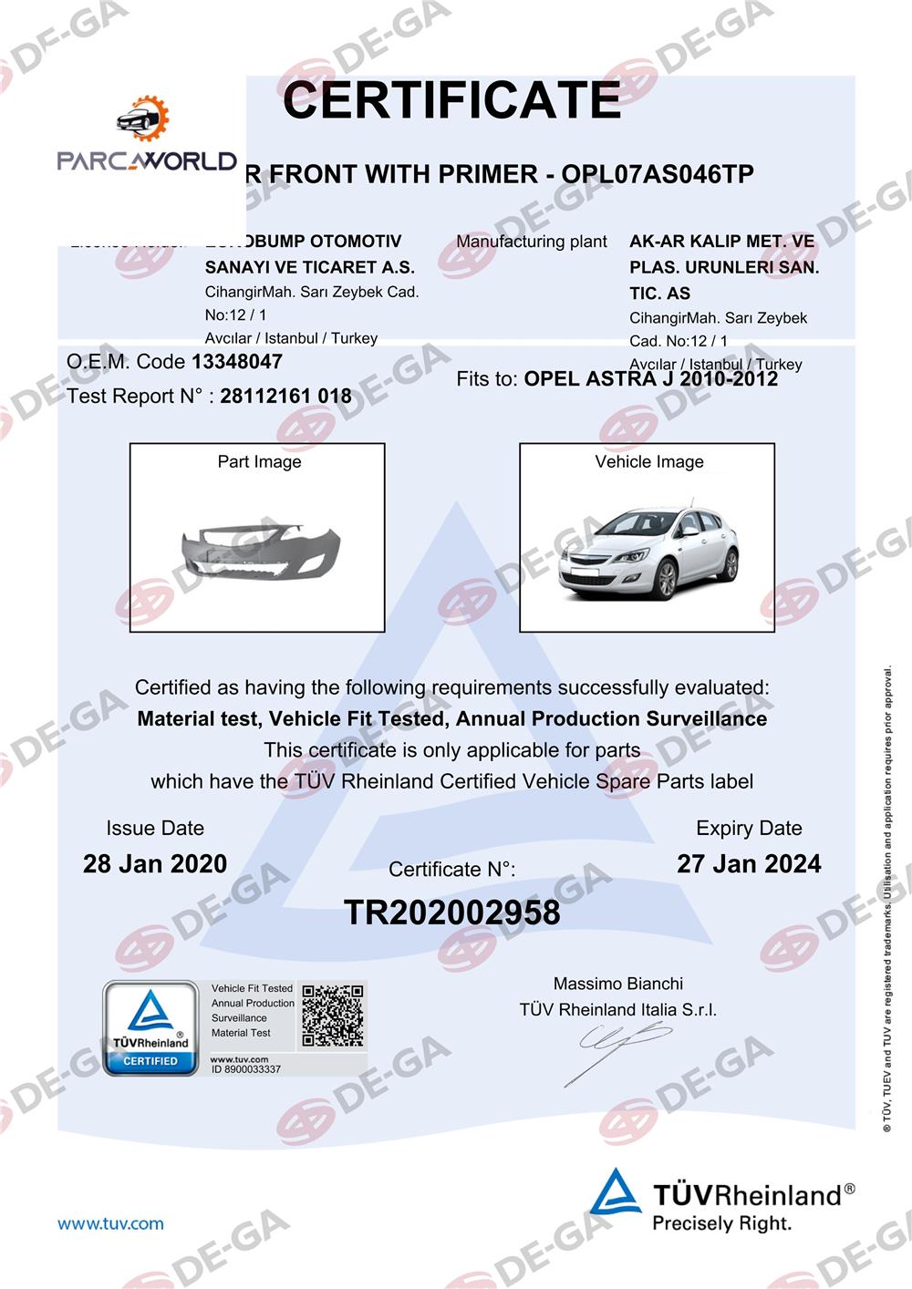 Opel Astra J Ön Tampon Sendlkkeshazır)ast1012 Tüv