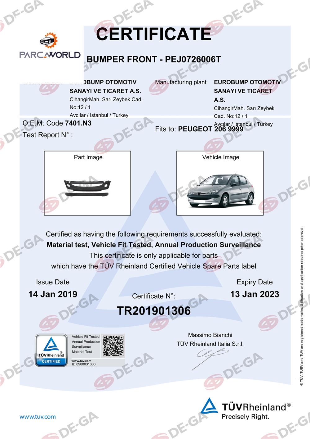Peugeot 206 Ön Tampon Spoılerkuşaklı Sıs Dlklı 9806 Tüv