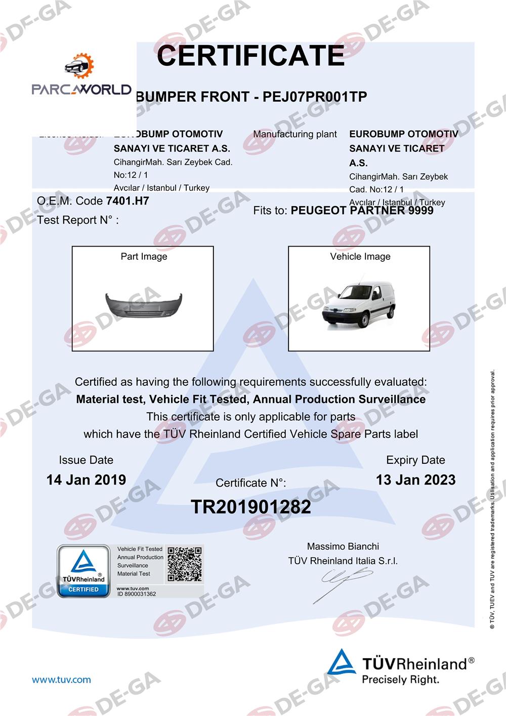 Peugeot Partner Ön Tampon Astarlı 9602 Tüv