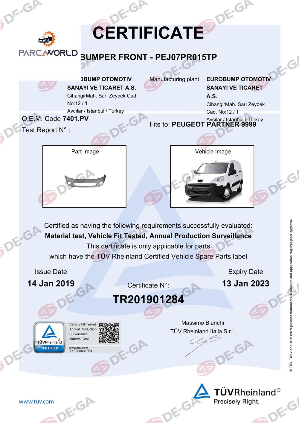 Peugeot Partner Ön Tampon Delıklı Ast08 Tüv