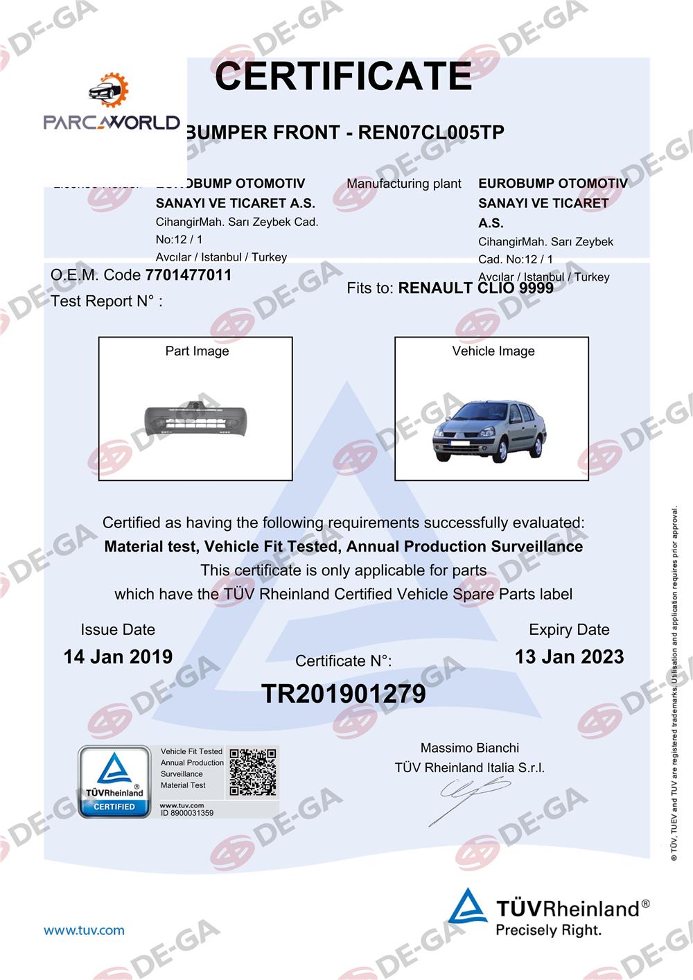 Renault Clıo Ön Tampon Bantlı Ast0105 Tüv