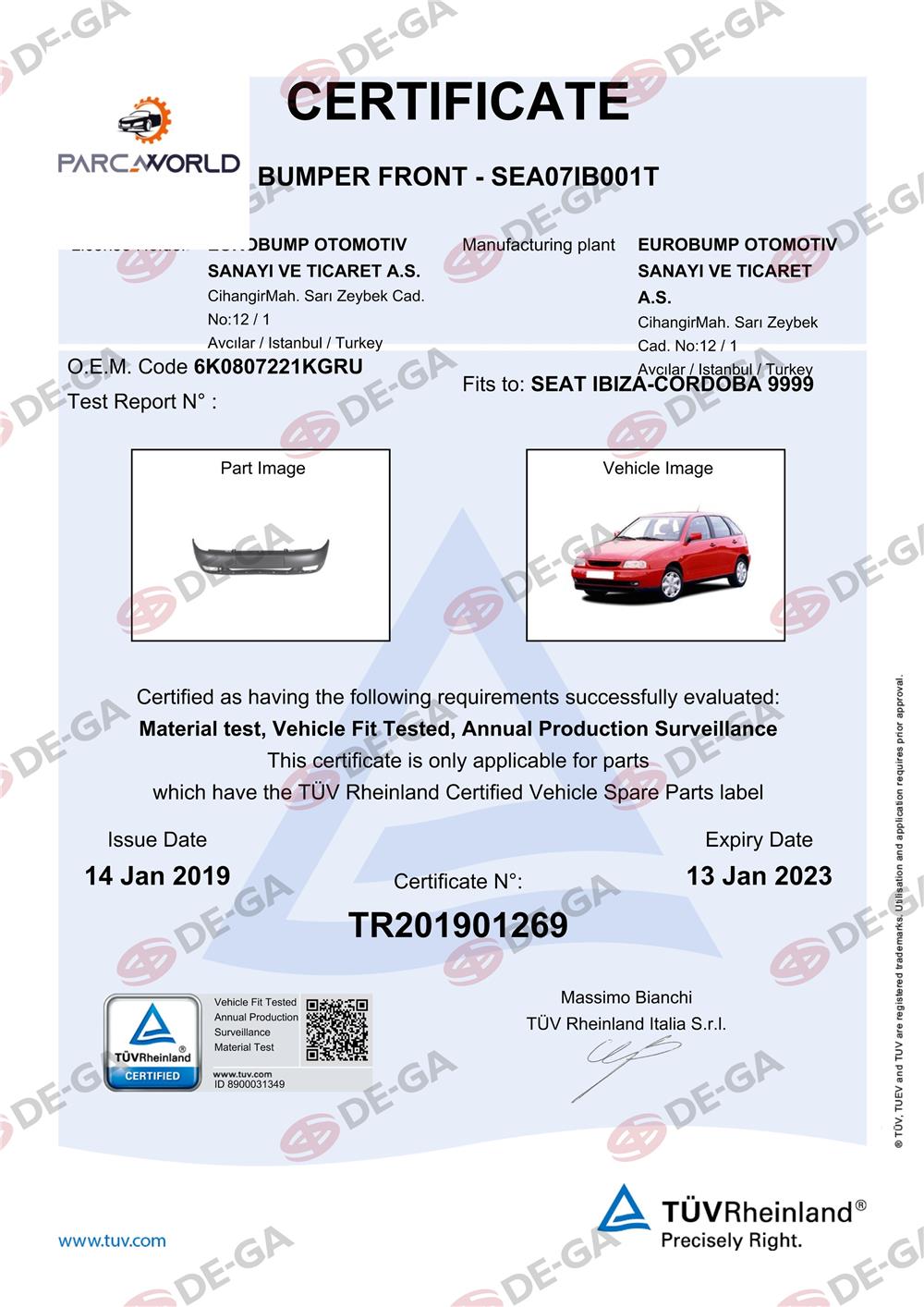 Seat Ibıza Ön Tampon 9699 Tüv