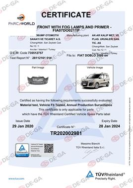 Fıat Doblo Ön Tampon Delıklı Ast09 Tüv
