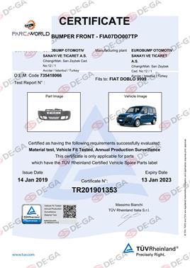 Fıat Doblo Ön Tampon Ortpanjlu Spoılerlı Ast0609 Tüv