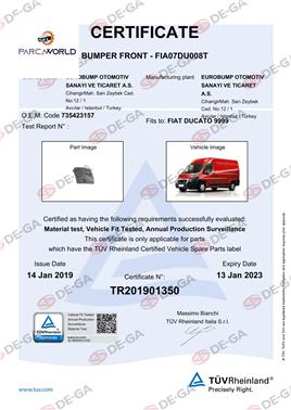 Fıat Ducato Ön Tampon Sol 0713 Tüv