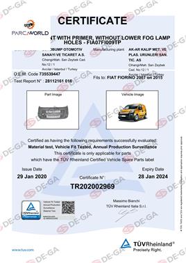 Fıat Fıorıno Ön Tampon Alttan Sıssız Ast0715 Tüv