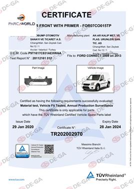 Ford Connect Ön Tampon Astarlı 0913 Tüv
