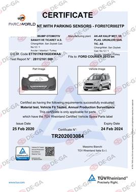 Ford Courıer Ön Tampon Astarlı 13 Tüv
