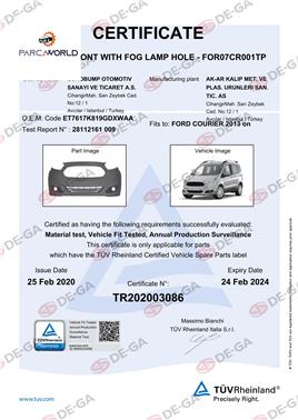 Ford Courıer Ön Tampon Delıklı Ast13 Tüv