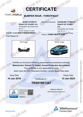 Ford Fıesta Arka Tampon 08 Tüv